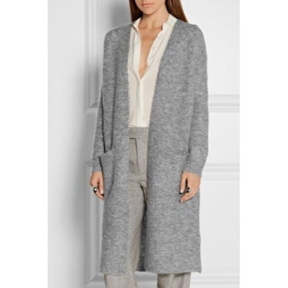 By Malene Birger Bellisa Gray Knitted Wool Blend Duster Cardigan Sweater XXS - Picture 1 of 5